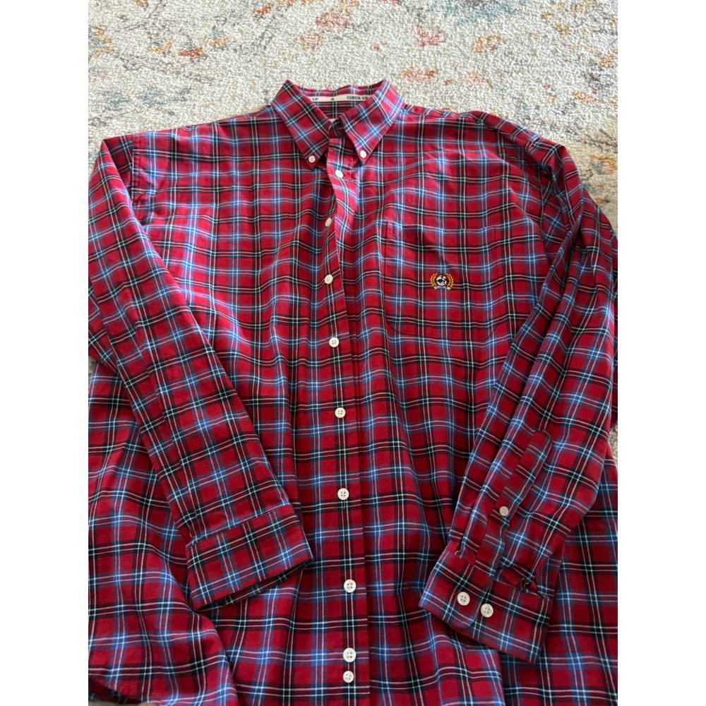 Cinch Mens XL Red Blue Plaid Long Sleeve Western Button Down Cotton Shirt